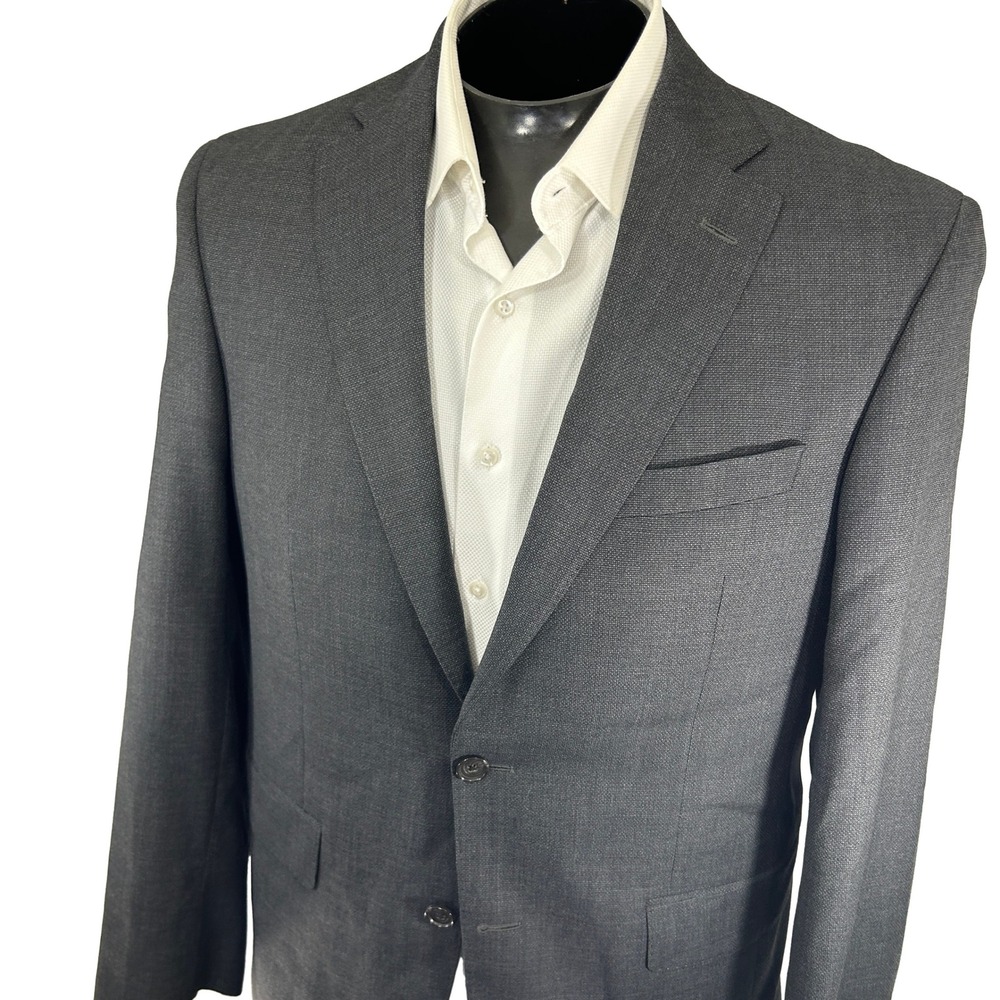 Cremieux Blazer Mens 40R Gray Loro Piana Crosshatch Wool Double Vent Modern